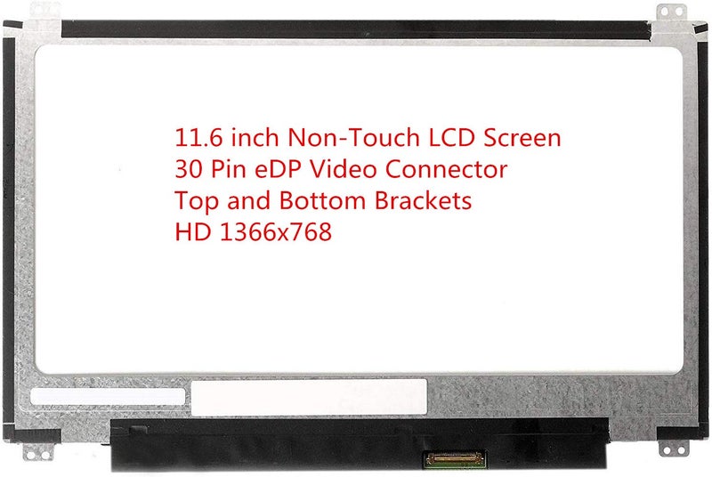 Rinbers استبدال شاشة عرض LED LCD بحجم 11.6" (غير لمسية) لجهاز ASUS Chromebook C201PA C202 C202SA C204MA C203XA C223 X205T VIVOBOOK E203MA W202NA N116BGE-EB2 مع حوامل علوية وسفلية (30 دبوس) - Image 1